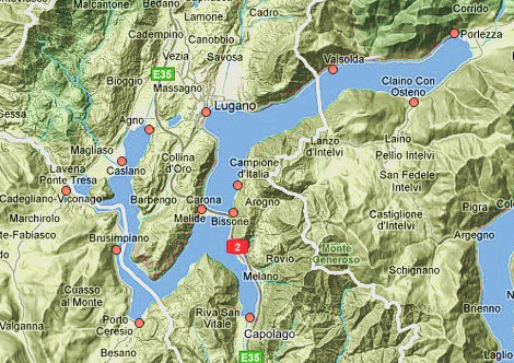 cartina lago di Lugano